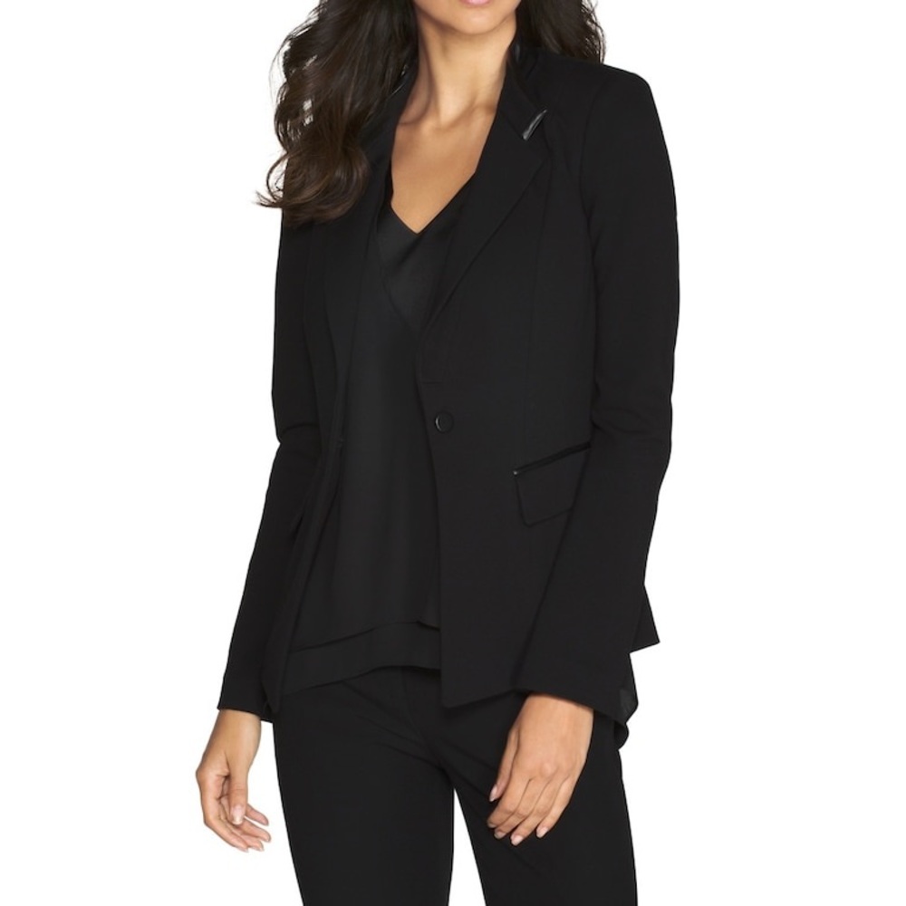 WHBM Faux Leather Blazer